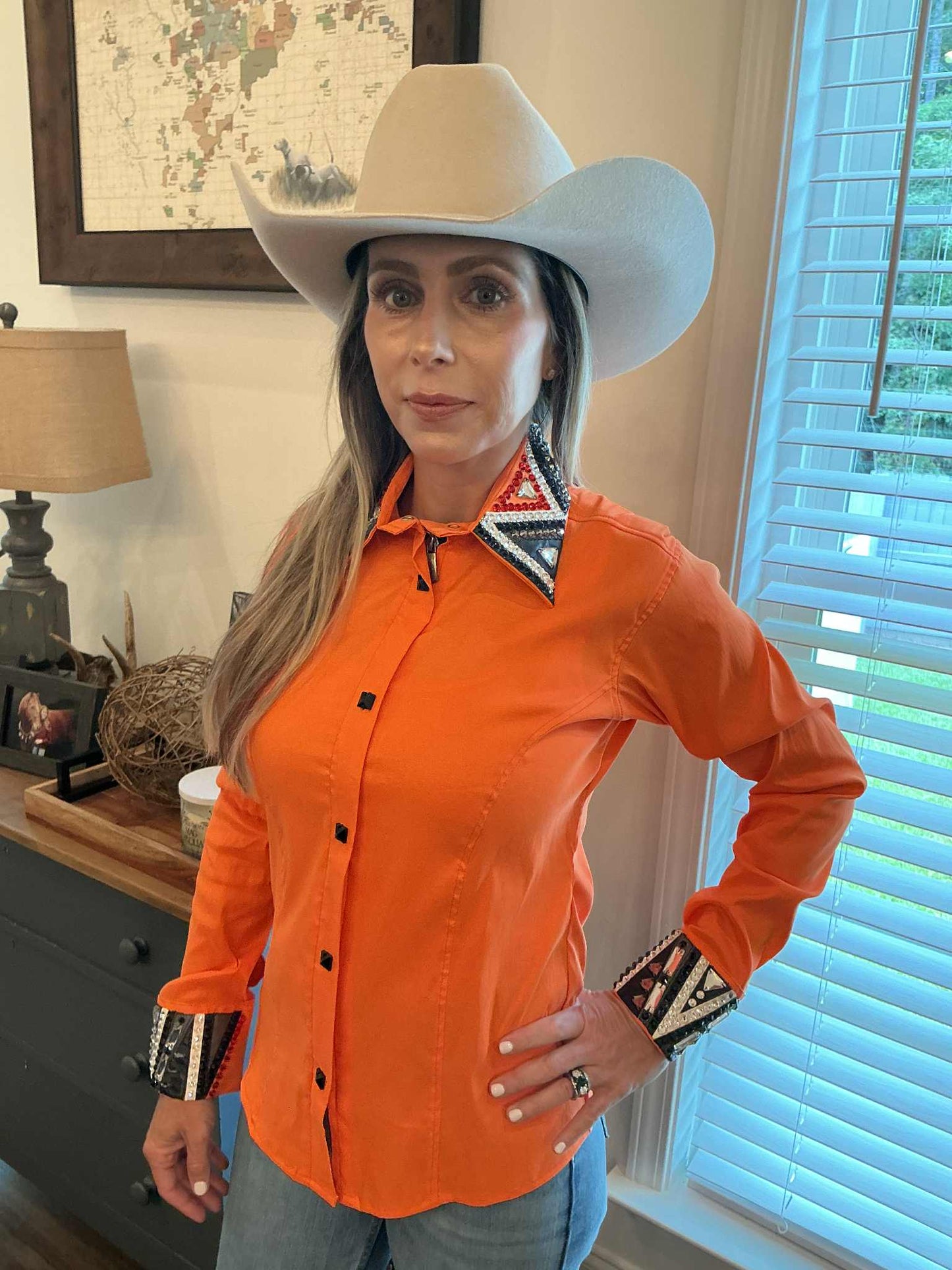Rodeo Royalty Rhinestone Shirt – Blaze Orange