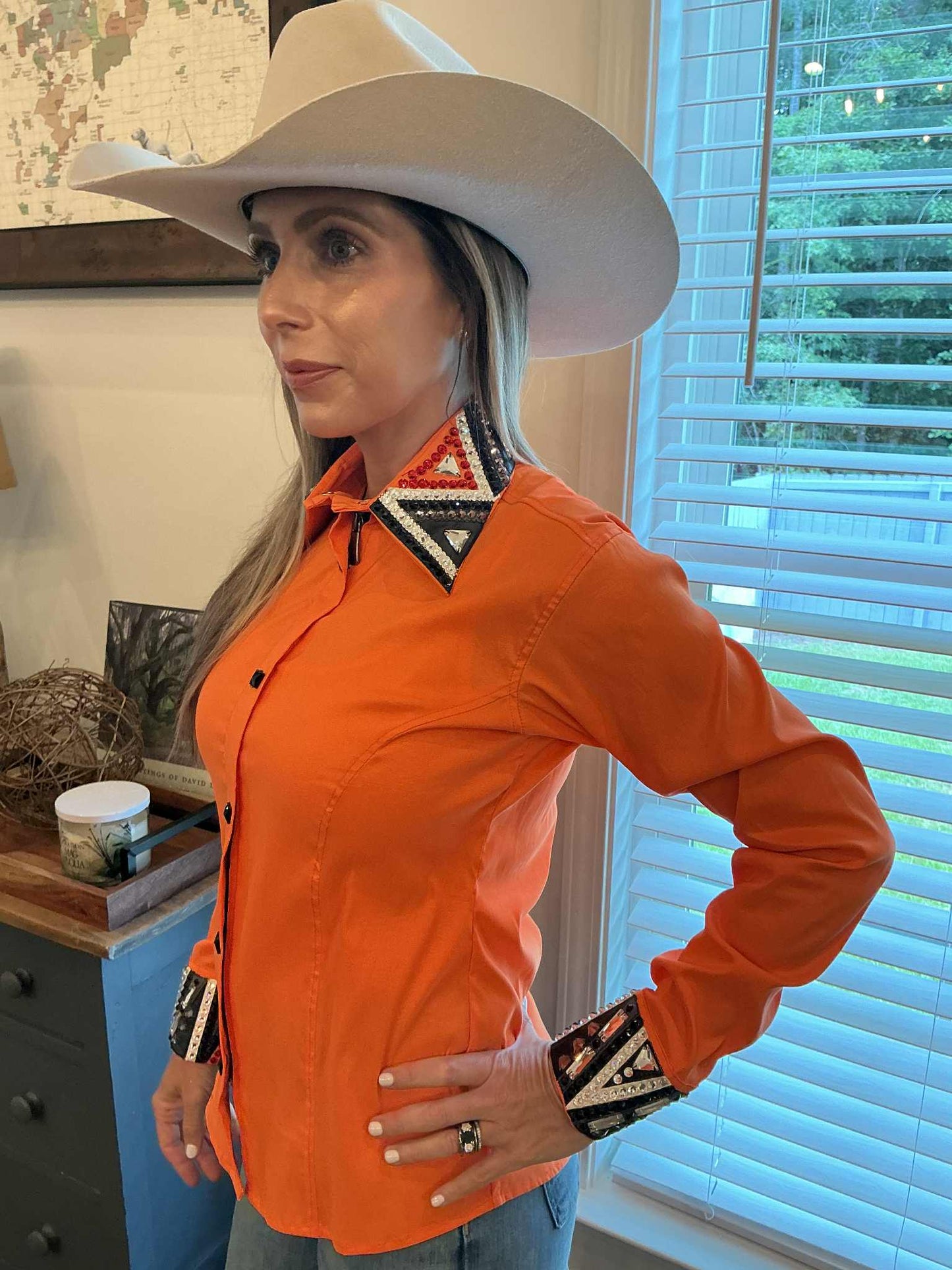 Rodeo Royalty Rhinestone Shirt – Blaze Orange