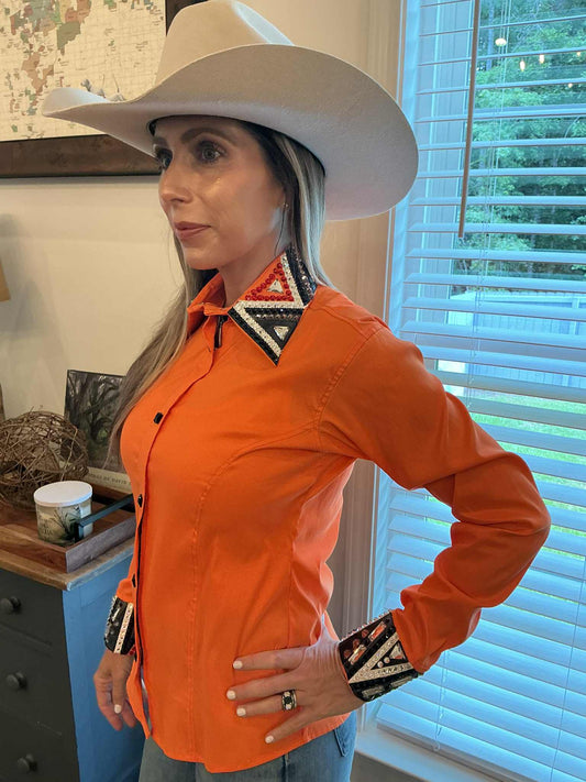 Rodeo Royalty Rhinestone Shirt – Blaze Orange