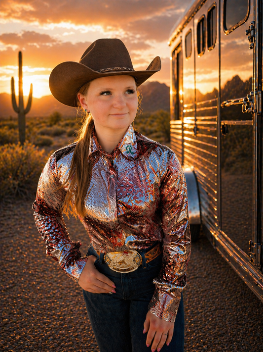 Wild Diamond Back Copper Snake Button Down