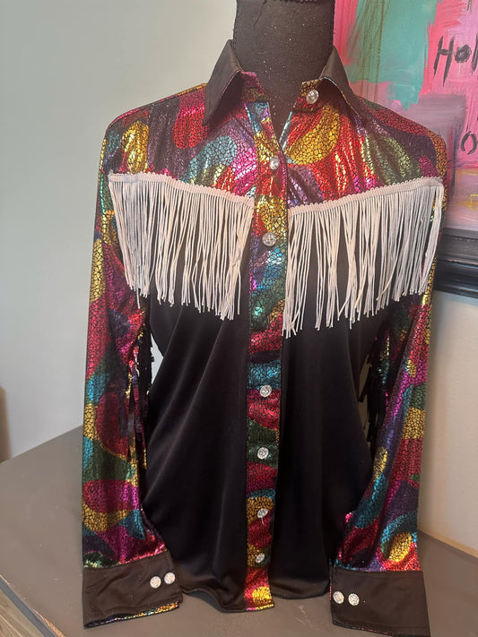 Black and Stained Glass Multi Party with Fringe Chest