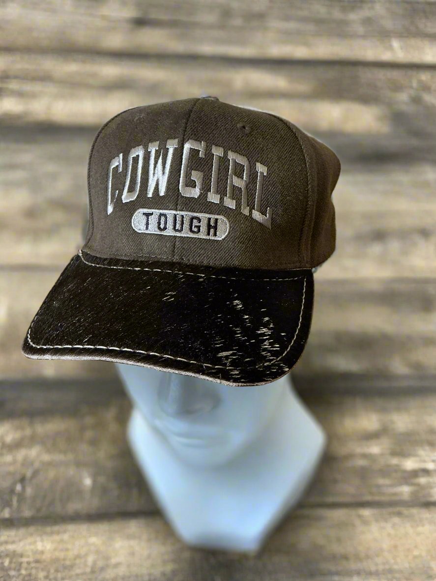 Cowgirl Tough Ball Cap with Cowhide visor