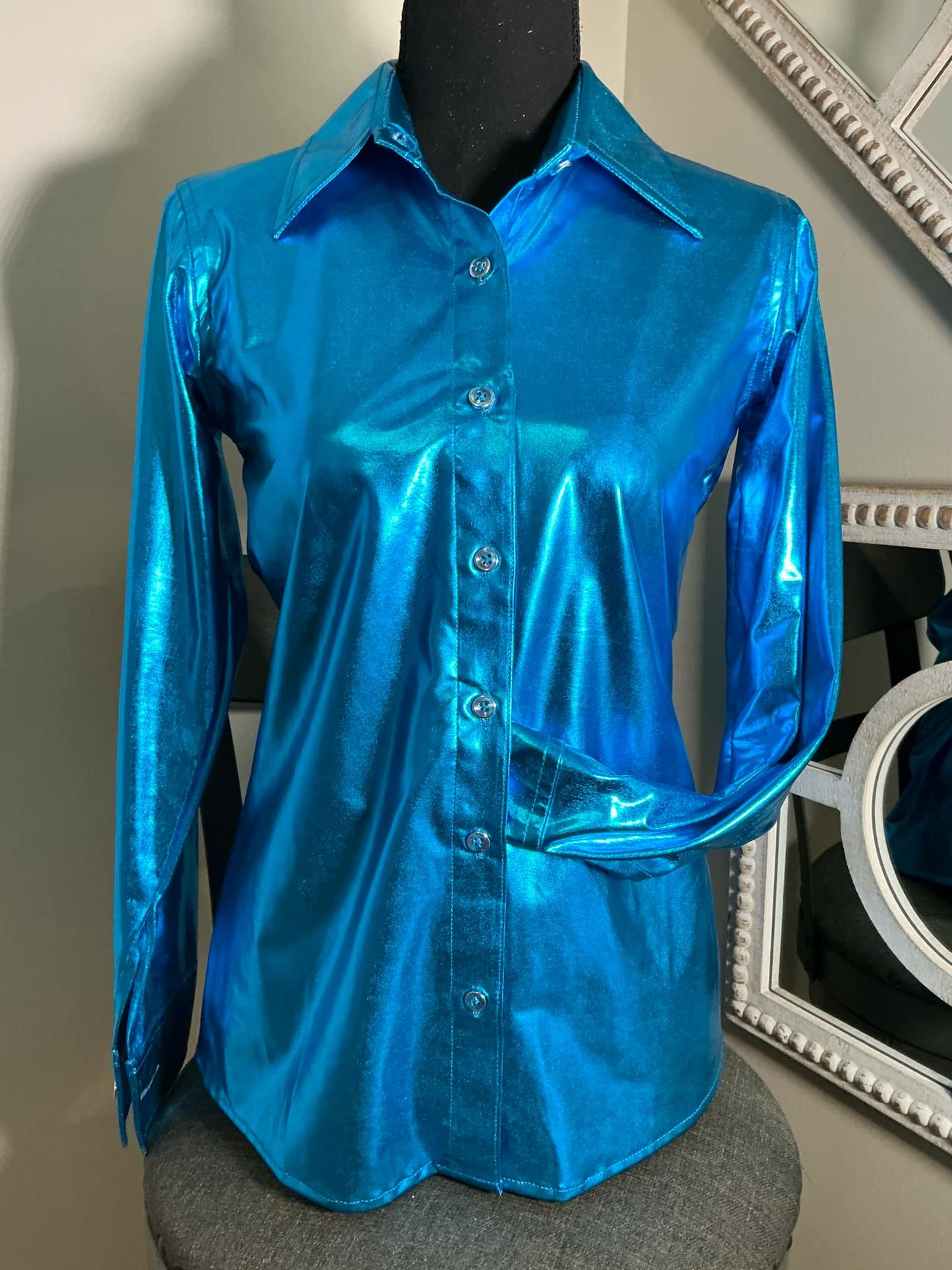 Gulf & Glory Blue Metallic Rodeo Show Shirt