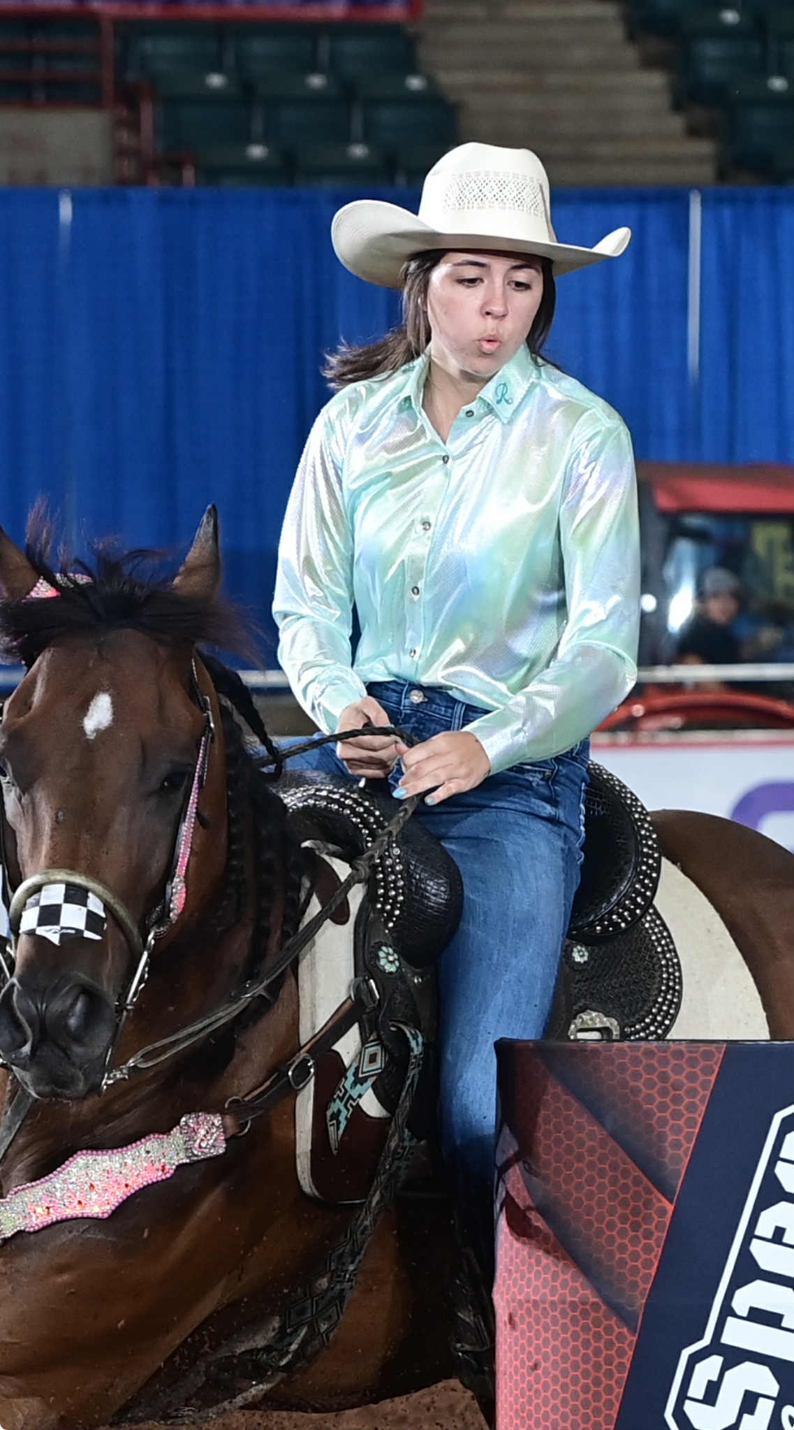 Fast Lane Flash Iridescent Mint Barrel Racing Show Shirt