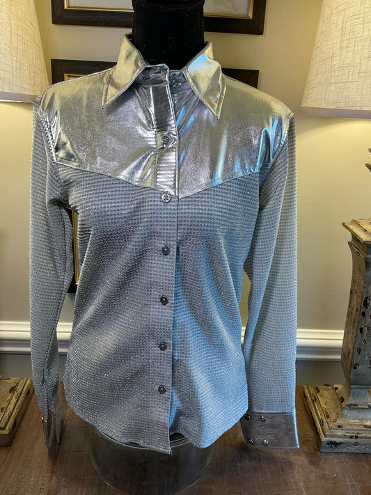 Urban Cowgirl Metallic Silver Rodeo Show Shirt