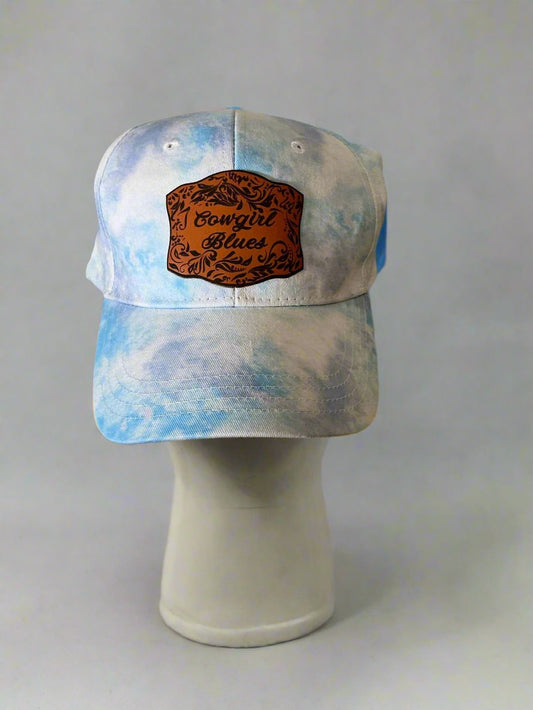 Western Ball Cap for Cowgirls with a leather patch that says "Cowgirl Blues"