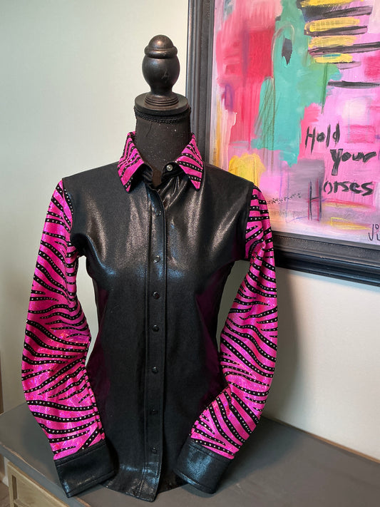 Black and Fuchsia Metallic Zebra with Rhinestones